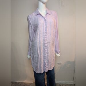 J. Jill Lavender 100% Linen Button-Down Shirt